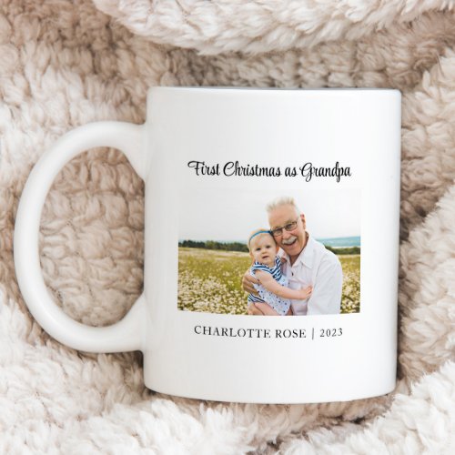 Simple First Christmas as New Grandpa Baby Photo Coffee Mug