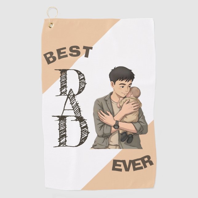 Simple First Father’s Day Anime Style Golf Towel (Front)