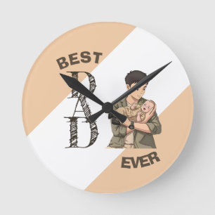 Simple First Father’s Day Anime Style Round Clock