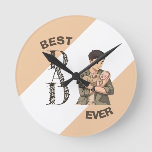 Simple First Father’s Day Anime Style Round Clock