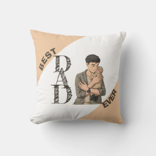 Simple First Father’s Day Anime Style Throw Pillow
