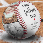 Simple First Father's Day Picture Collage | Daddy Baseball<br><div class="desc">Create your very own special first Fathers day gift with this cute picture collage baseball. Featuring 4 square framed photographs and the text 'First fathers Day', the word 'Father' is in modern script, a cute little red heart that can be changed to any color, love & kisses and name/s. All...</div>