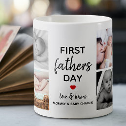 Simple First Father&#39;s Day Picture Collage | Daddy Coffee Mug