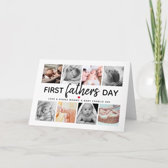 Simple First Father's Day Picture Collage | Daddy  Holiday Card (Front)