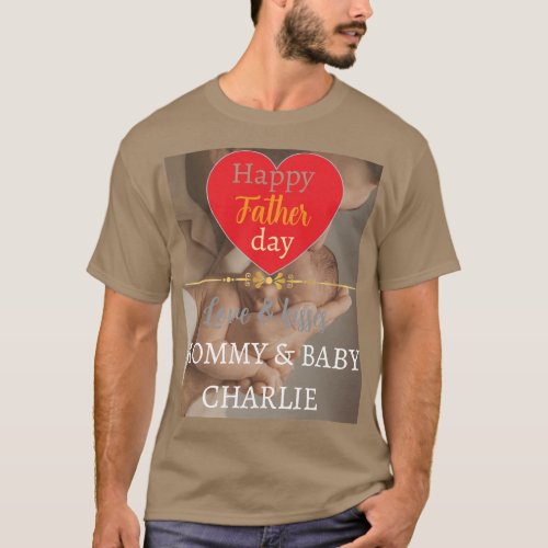 Simple First Father's Day Picture Collage | Daddy T-Shirt