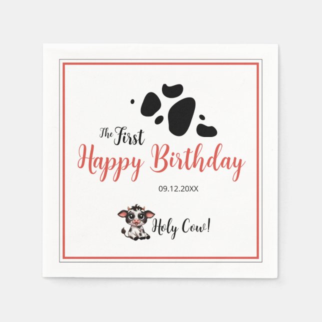 simple First Happy Birthday Napkins (Front)