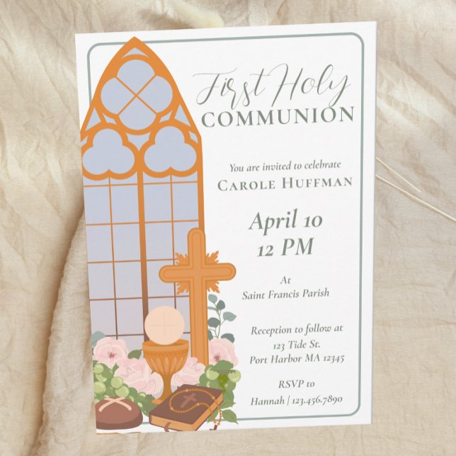 Simple First Holy Communion Catholic Invitation (Creator Uploaded)