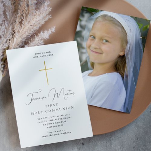 Simple First Holy Communion with Cross Photo
