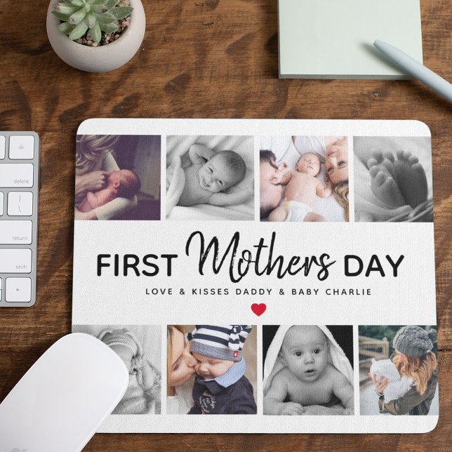 Simple First Mother's Day Picture Collage Keepsake Mouse Pad (Creator Uploaded)