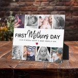 Simple First Mother's Day Picture Collage Keepsake Plaque<br><div class="desc">Create your very own special first Mothers day photo plaque. Featuring 8 insta style square pictures and the text 'First Mother's Day', the word Mother is in modern script, a cute little red heart that can be changed to any color, love & kisses message and name/s. All text can be...</div>