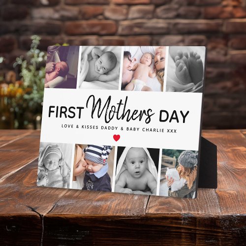 Simple First Mothers Day Picture Collage Keepsake Plaque