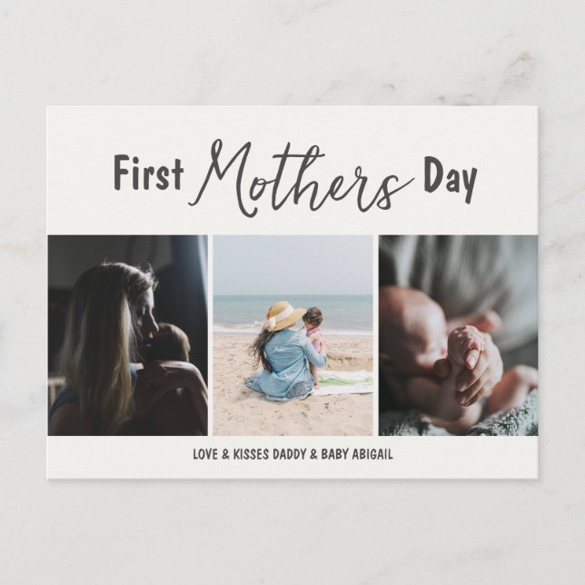 Simple First Mother's Day Picture Collage Postcard (Front)