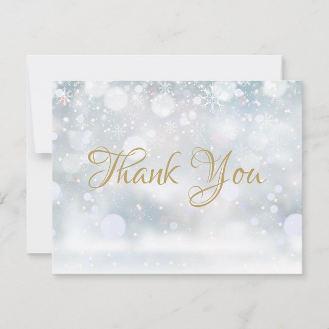Simple First Snowflakes Gold Business Thank You (Front)