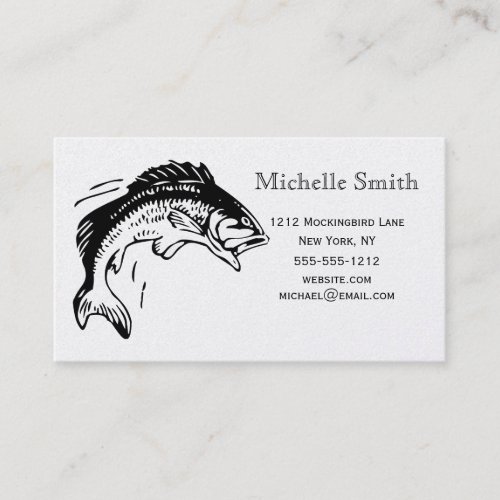 Simple Fish Silver Platinum Fishing Business Business Card