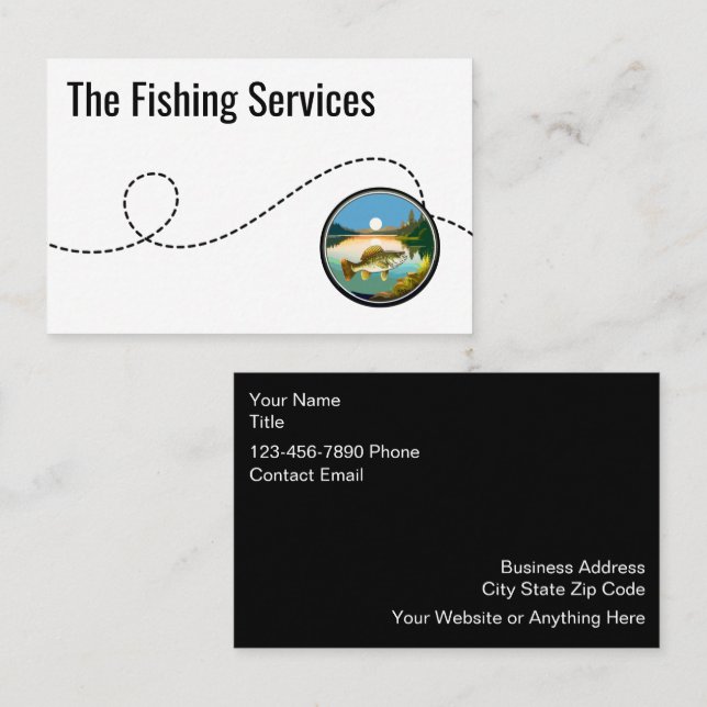 Simple Fishing Theme Unique Business Cards (Front/Back)