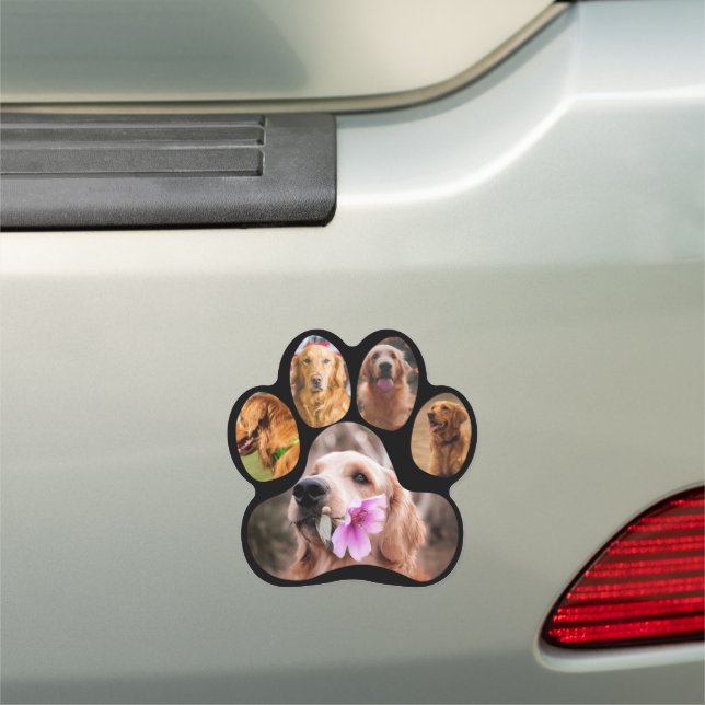 Simple Five Photo Pet  - Black Car Magnet (In Situ)