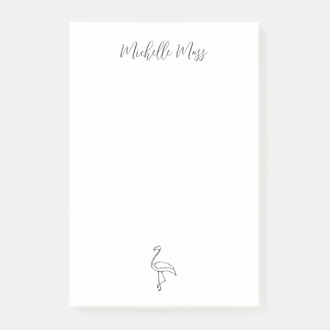 Simple Flamingo Elegant Tropical Personalized  Post-it Notes (Front)