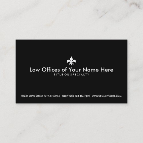 simple fleur de lys law office business cards