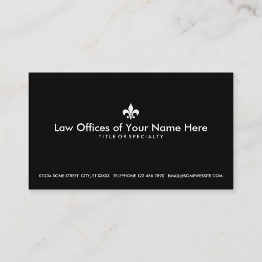 Customizable simple fleur de lys law office business cards