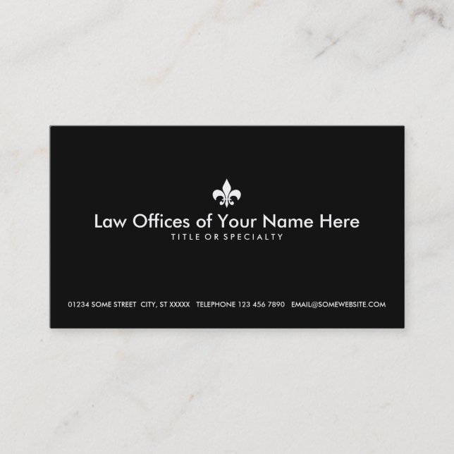 simple fleur de lys law office business card (Front)