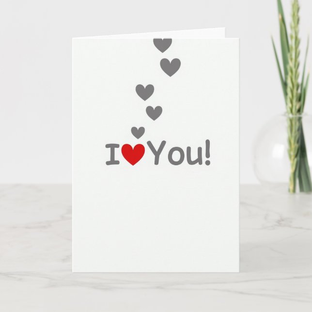 Simple Floating Hearts I Love You Card (Front)
