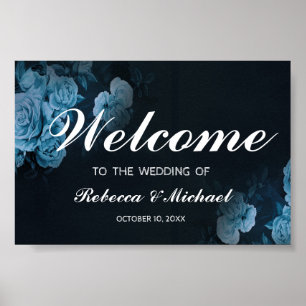 Simple Flora Gold Geometric Frame Wedding Welcome Poster
