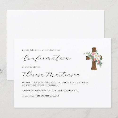 Simple Floral and Cross Calligraphy Confirmation I