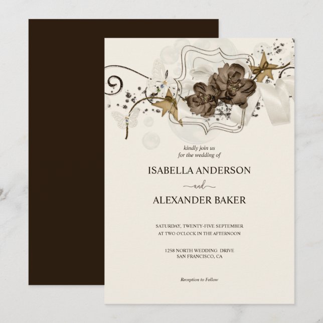 Simple Floral Arrangement Wedding Invitation (Front/Back)