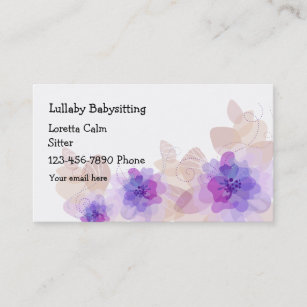 Simple Floral Babysitter Business Card