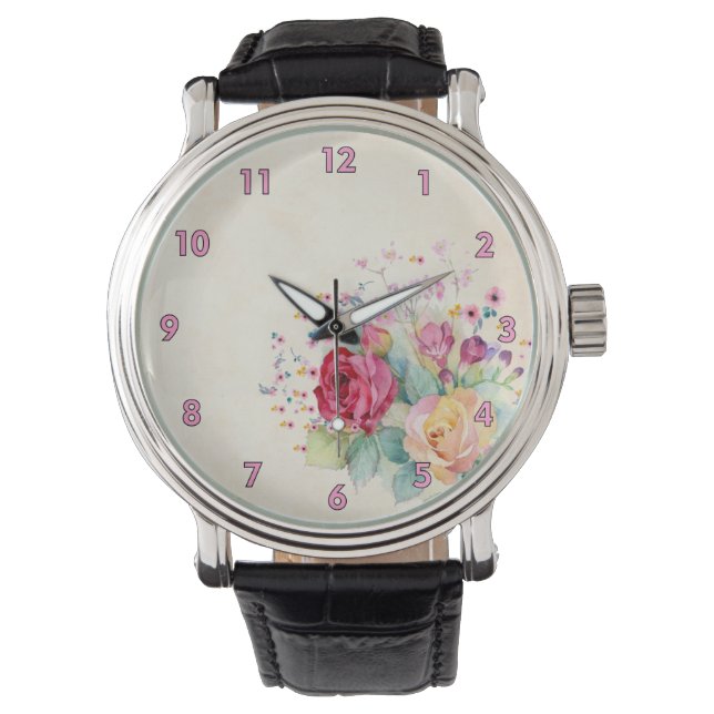 Simple Floral Background Drawing Watch (Front)
