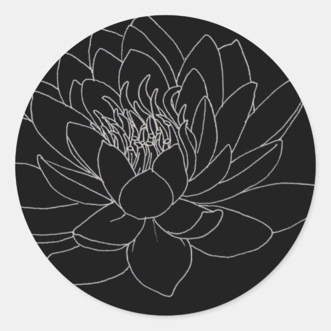 Simple Floral - Beutiful Lotus Classic Round Sticker (Front)
