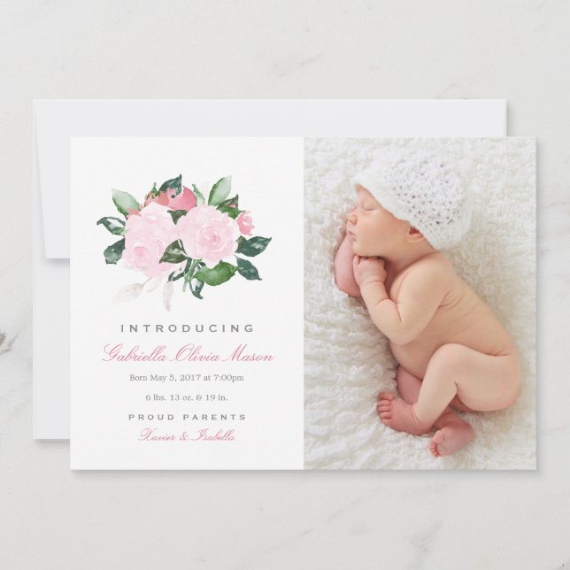 Simple Floral | Birth Announcement (Front)