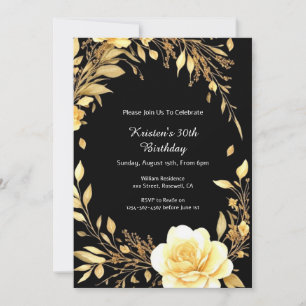 Simple Floral Birthday Invitation