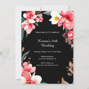 Simple Floral Birthday Invitation