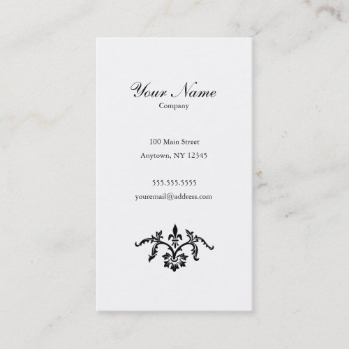 Simple Floral Black &amp; White Business Card Portrait