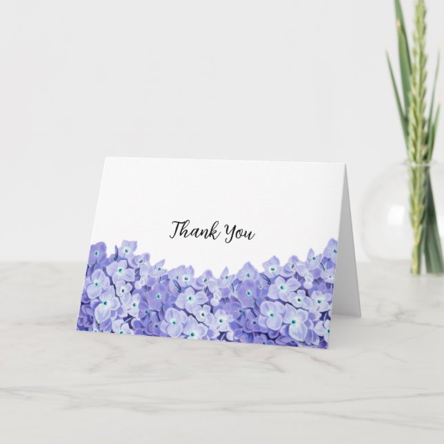 Simple Floral Blessings Blue Thank You Note (Front)