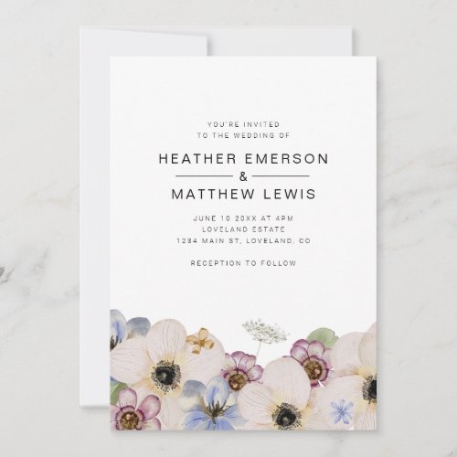 Simple Floral Boho Wedding Invitation