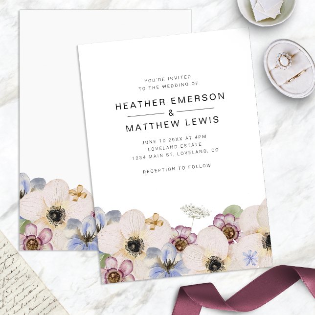 Simple Floral Boho Wedding Invitation (Simple Floral Watercolor Boho Wedding Invitation by Painted Paperie
)