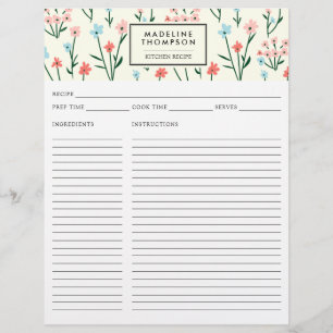 Simple Floral Botanical Pink Blue Flower Recipe