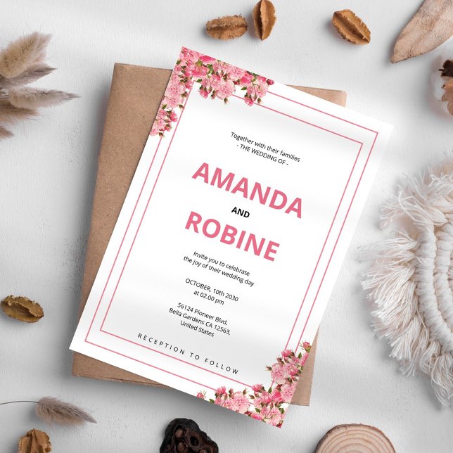 Simple Floral Botanical Wedding Invitation (Creator Uploaded)