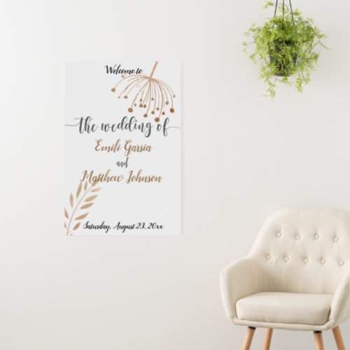 Simple Floral Botaniqe Gold Foil Wedding Foam Board