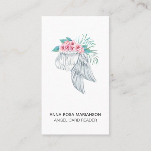 *~*  Simple Floral Bouquet Angel Wing Business Card