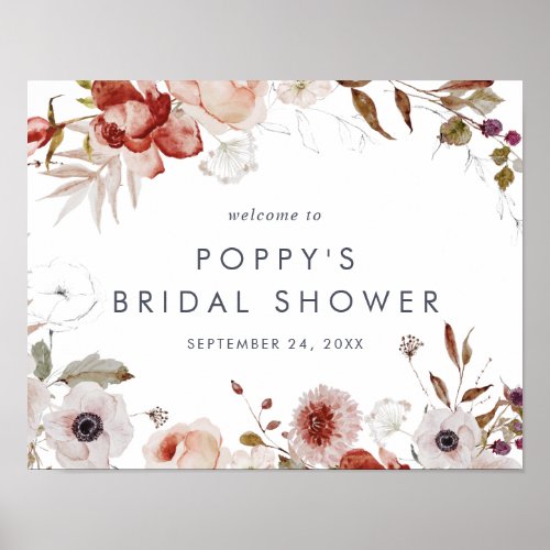 Simple Floral Bridal Shower Welcome Poster