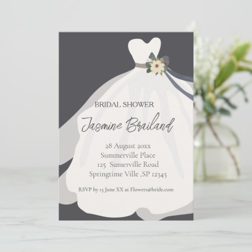  Simple Floral Bride Gown Bridal Shower  Invitatio Invitation