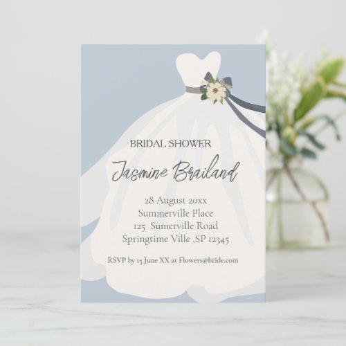 Simple Floral Bride Gown Bridal Shower  Invitation