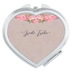 Simple Floral Bridesmaid Gift Wedding Party Gift Compact Mirror