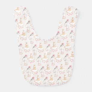 Simple Floral Bunny Pattern Easter   Baby Bib