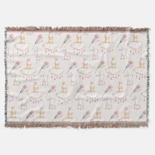 Simple Floral Bunny Pattern Easter   Throw Blanket