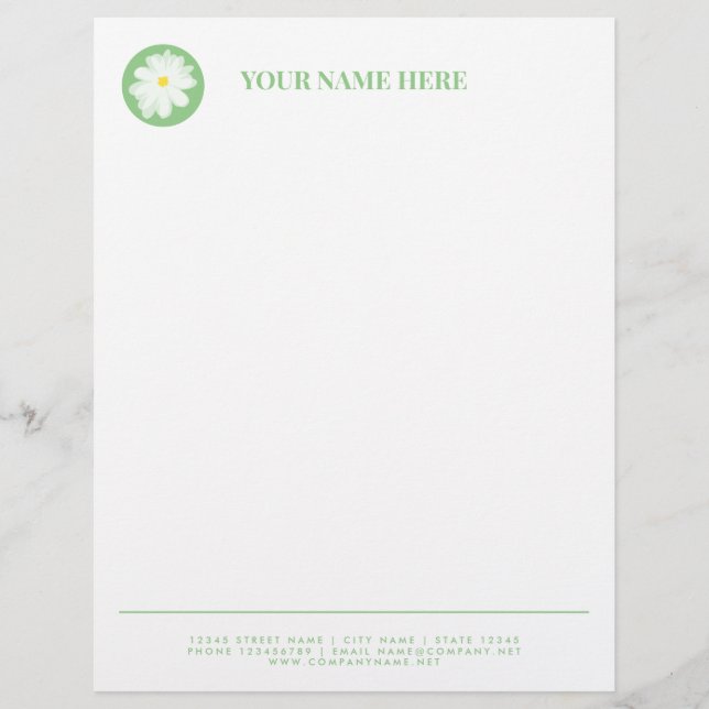 Simple floral business letterhead with flower logo (Front)
