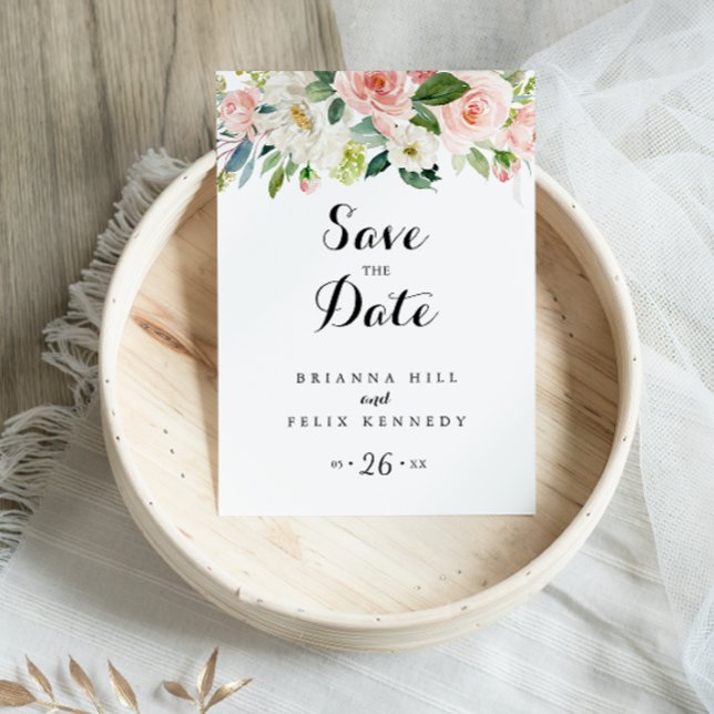 Simple Floral Calligraphy Save the Date Postcard (Creator Uploaded)